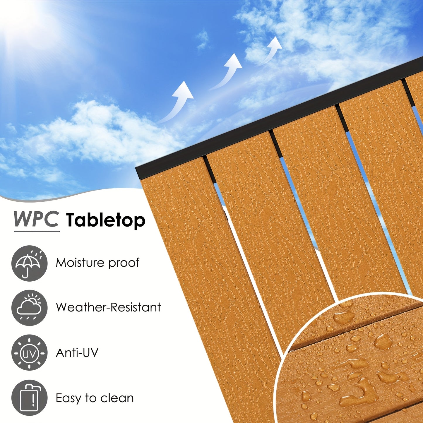 Buitentafel – Tuintafel – Eettafel Buiten – Outdoor Tafel – Terrastafel – 110x70 cm – Weerbestendig WPC Blad – Lichtgewicht Aluminium Frame