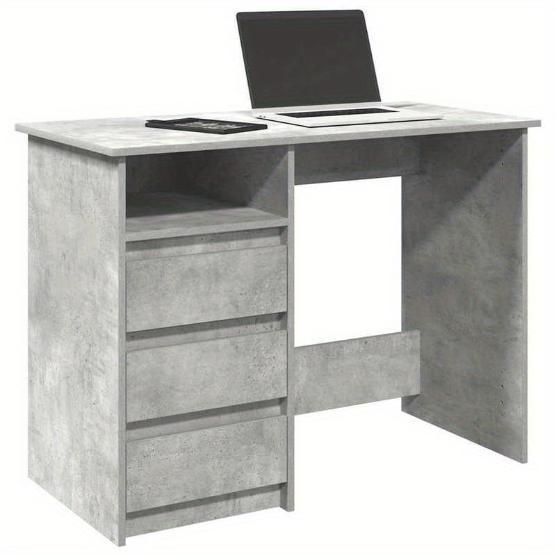 Modern Gray Engineered Wood Desk - 102x50x75cm, Concrete Gray Finish, Durable & Moisture-Resistant, Anti-Warpage, Ideal for Home Office, Study, or Bedroom
