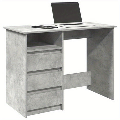 Modern Gray Engineered Wood Desk - 102x50x75cm, Concrete Gray Finish, Durable & Moisture-Resistant, Anti-Warpage, Ideal for Home Office, Study, or Bedroom