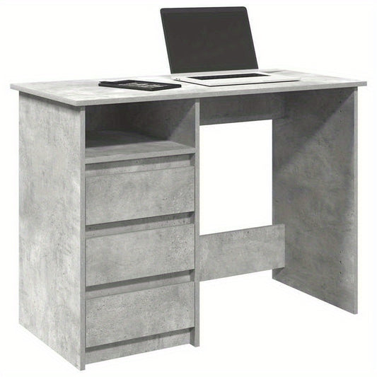 Modern Gray Engineered Wood Desk - 102x50x75cm, Concrete Gray Finish, Durable & Moisture-Resistant, Anti-Warpage, Ideal for Home Office, Study, or Bedroom