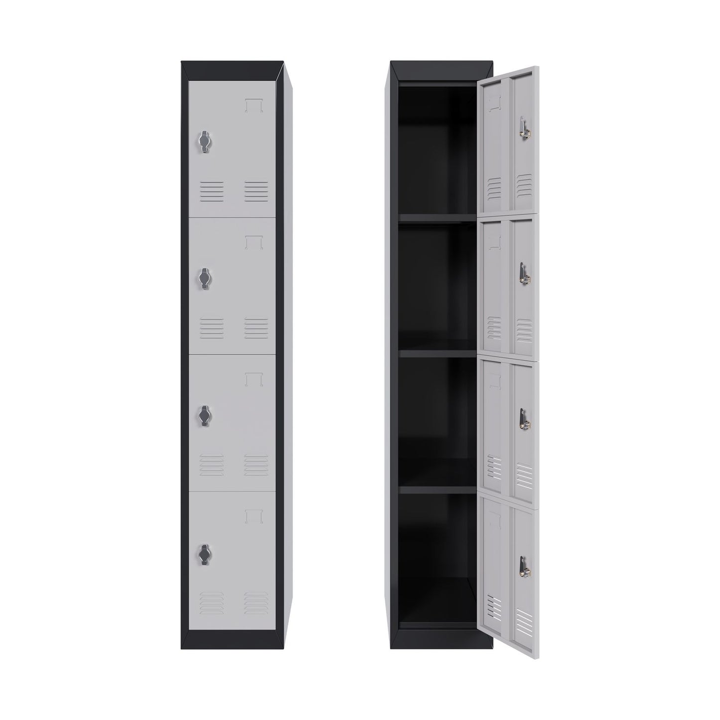 182.88cm Tall Heavy-Duty Lockable 4-Door Metal Storage Cabinet Suitable for School, Garage, Office, Gym, Home & Warehouse - Locker Room Cabinet with Shelves, -Standing (No Wood)