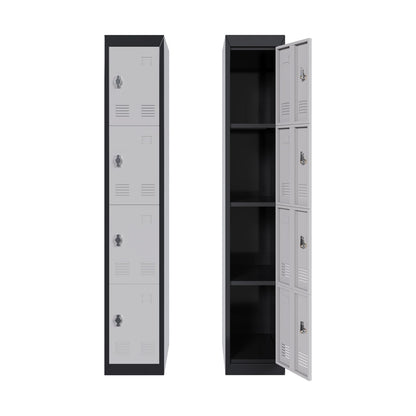182.88cm Tall Heavy-Duty Lockable 4-Door Metal Storage Cabinet Suitable for School, Garage, Office, Gym, Home & Warehouse - Locker Room Cabinet with Shelves, -Standing (No Wood)