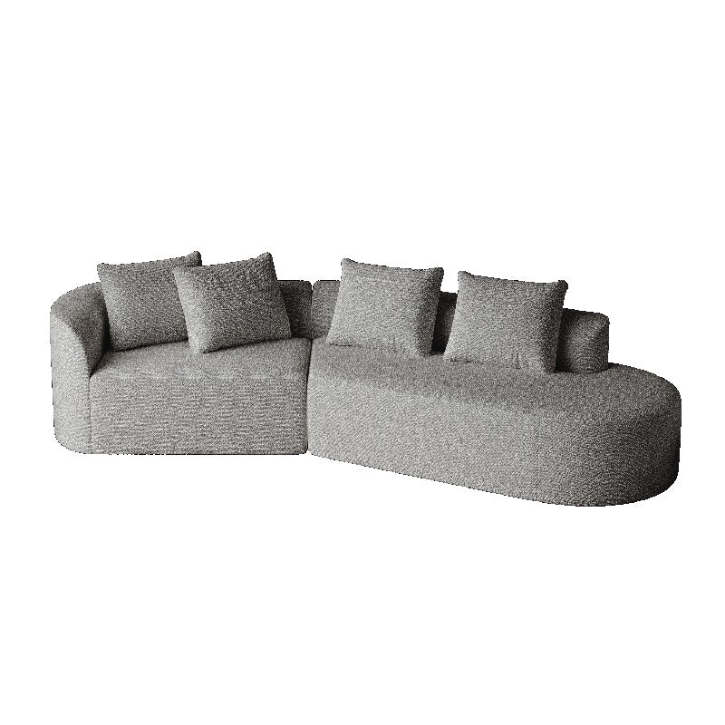 Moderne Loungebank – Sectional Sofa – Hoekbank – Modulair Sofa – Chenille Bank – 4-Zits Oversized – Donkergrijs Zwart – Plush Kussens – Stalen Frame – Geen Montage