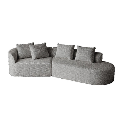 Moderne Loungebank – Sectional Sofa – Hoekbank – Modulair Sofa – Chenille Bank – 4-Zits Oversized – Donkergrijs Zwart – Plush Kussens – Stalen Frame – Geen Montage