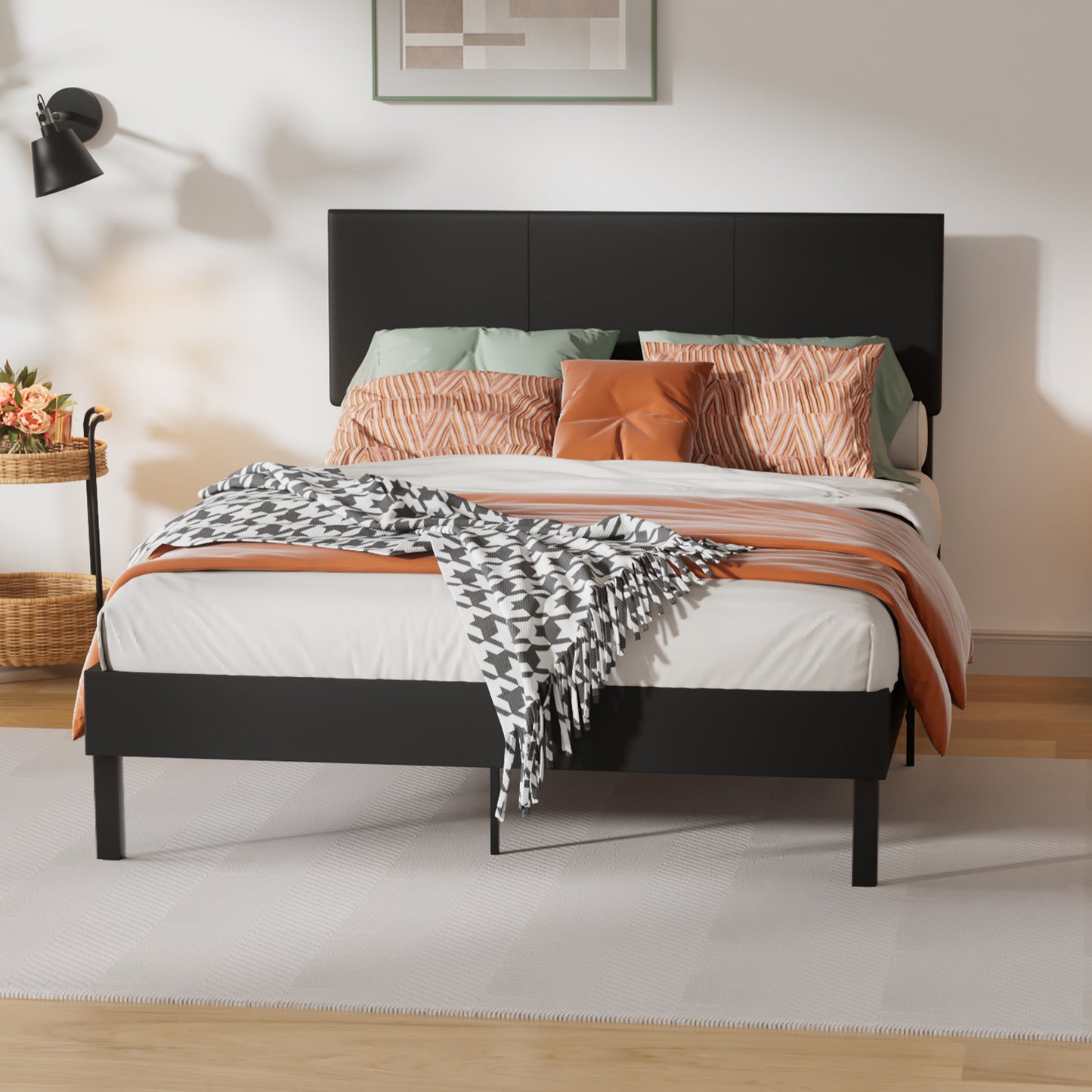 Bed Frame Robust Bed Frame 120*200CM/140*200CM Slatted Frame Maximum Load Capacity 350 Kg for Imitation Leather