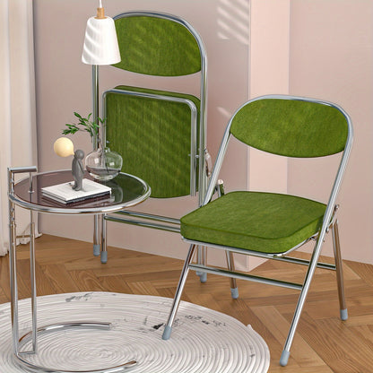 Luxe Opvouwbare Flanellen Stoel – Groen, Met Memory Foam Kussen en Verstevigde Rugleuning – Ruimtebesparend, Draagbaar en Lichtgewicht, A-Frame Constructie met Handmatige Verstelbare Rugleuning