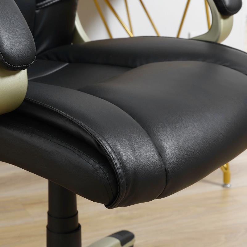 Bureaustoel – Ergonomische Stoel – Office Chair – Draaistoel – Bureaustoelen – Verstelbare Hoogte 114-124 cm – Zwarte Kunstleren Bekleding & Stevig PVC Frame