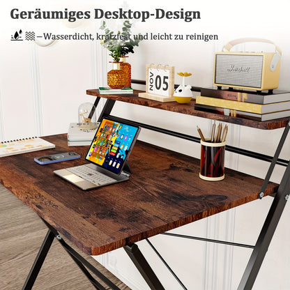 Bureau – Computerbureau – Bureautafel – Werkplek – Opvouwbaar – Ruimtebesparend – Stevig Legeringsstaal Frame – Ingebouwde Plank en Monitorstandaard