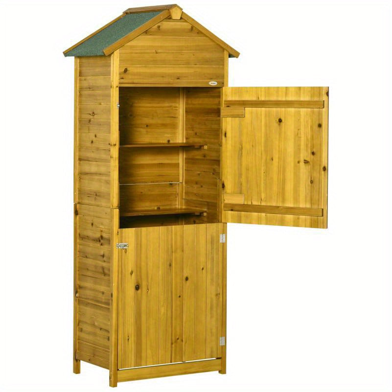 Houten Tuin Opbergkastje – Tuinkast – Buitenberging – Tuinkastje – Opbergkast – Weerbestendig Hout – Dubbele Deuren Met Slot – 79x49x191,5 cm – Robuust & Veilig