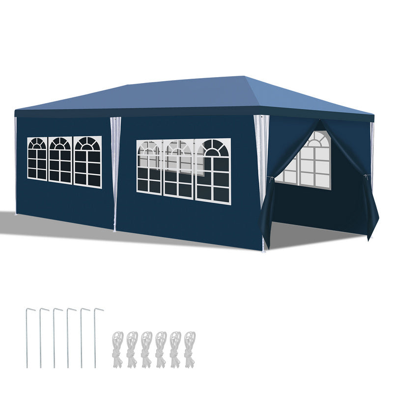 Partytent – Paviljoen – Feesttent – Tuinentent – Opvouwbare Tent – 3x6 Meter – Waterdicht PE Doek – Met Afneembare Zijwanden - Blauw