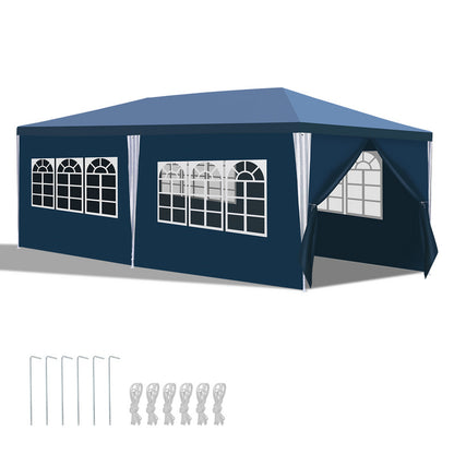 Partytent – Tuinpaviljoen – Feesttent – Terrastent – Tent Met Zijwanden – 3x6 Meter – UV-Bescherming & Waterafstotend Pezeil - Blauw