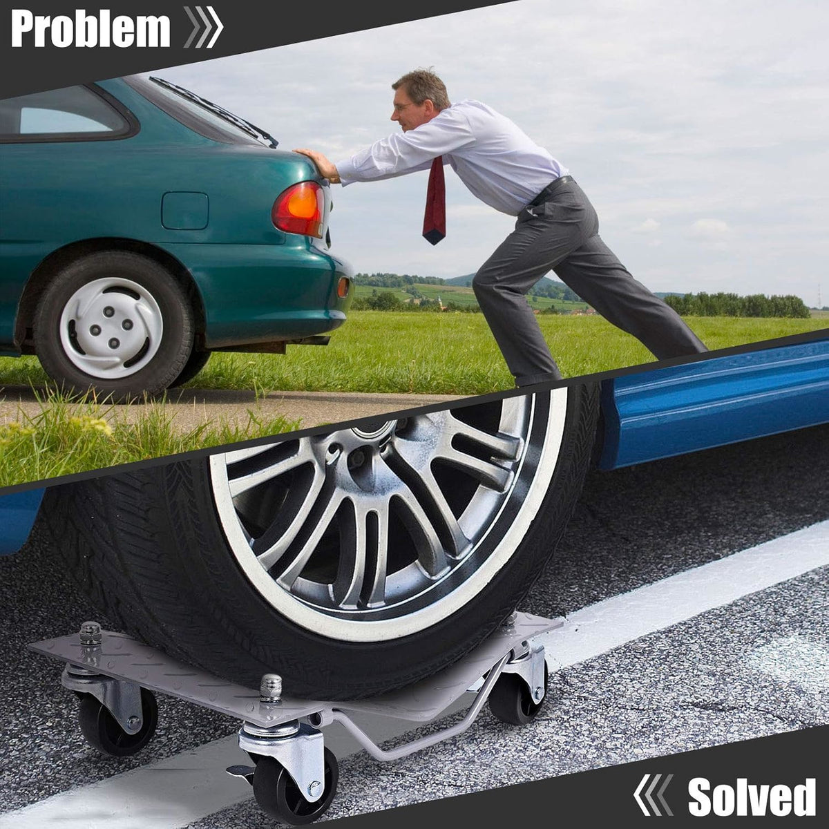 Wielroller Set – Wielskates – Verplaatswielen – Hobbelschijven – Zware Last Rollen – Grijs – Vergrendelbare Wielen – 2720 KG Draagkracht – Stalen Stevig Frame