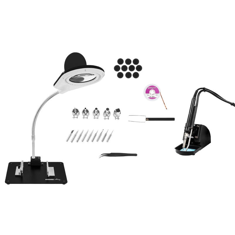 Soldeerstation – Soldeerbout – Hete Lucht Station – Elektronicasoldeer – Soldeer Set – Rookafzuiging – Instelbare Temperatuur 100-480°C – Krachtig 720W