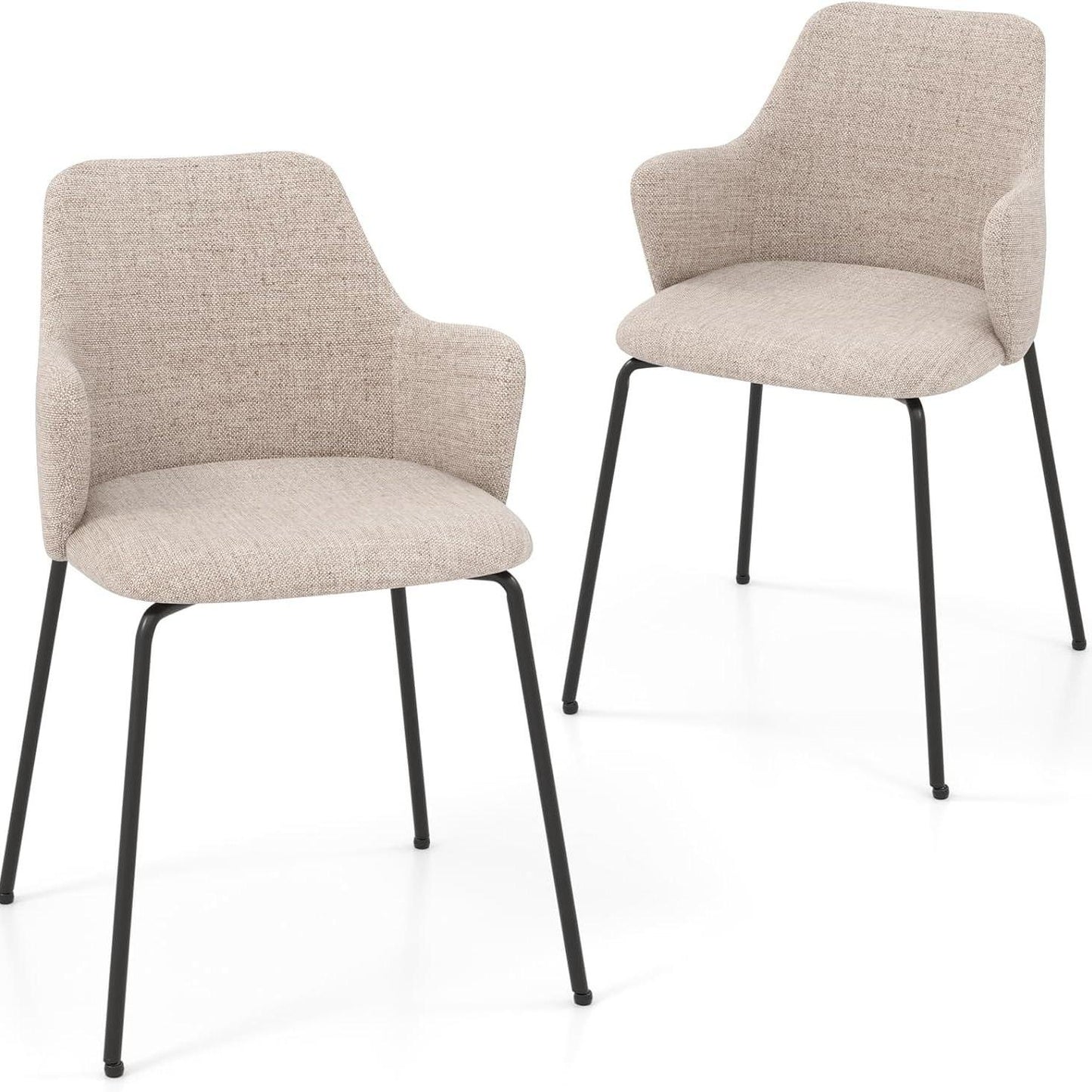 Eetkamerstoelen – Stoelen – Kuipstoelen – Keukenstoelen – Gestoffeerde Stoelen – Wit – Ergonomisch Gebogen Rugleuning – Stevig Metalen Frame Tot 150 Kg