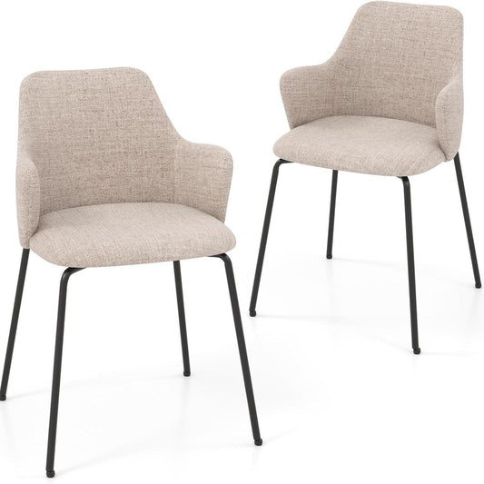 Eetkamerstoelen – Stoelen – Kuipstoelen – Keukenstoelen – Gestoffeerde Stoelen – Wit – Ergonomisch Gebogen Rugleuning – Stevig Metalen Frame Tot 150 Kg
