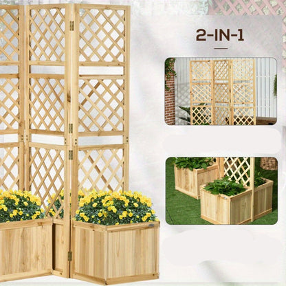 Tuinscherm – Scherm Afscheiding – Tuinafscheiding – Balkon Scherm – Privacy Scherm – 3-delig Metalen Scherm – Inclusief 4 Bloemenzakken – 133 x 165 cm – Weerbestendig