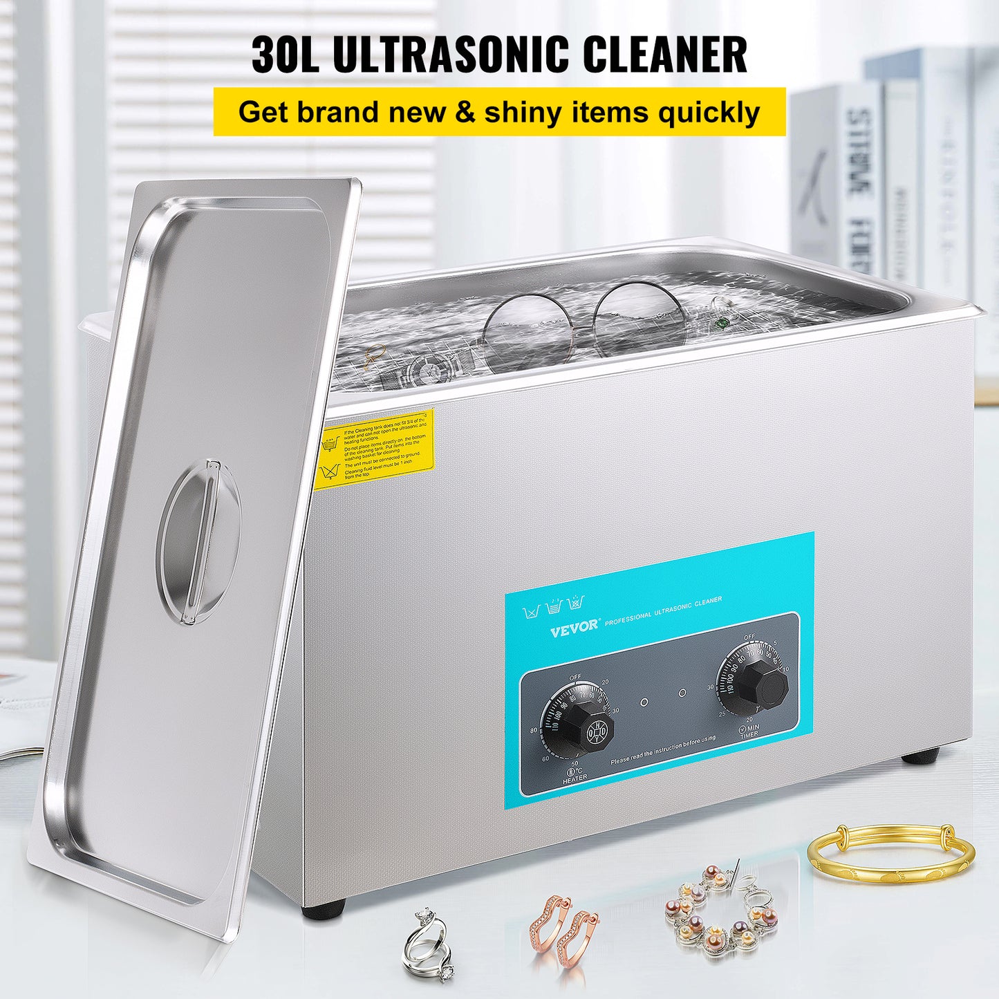 Ultrasone Reiniger – Ultrasoon Reinigingsapparaat – Sieradenreiniger – Brillenreiniger – Horlogereiniger – 30 Liter Inhoud – Roestvrijstalen Reservoir