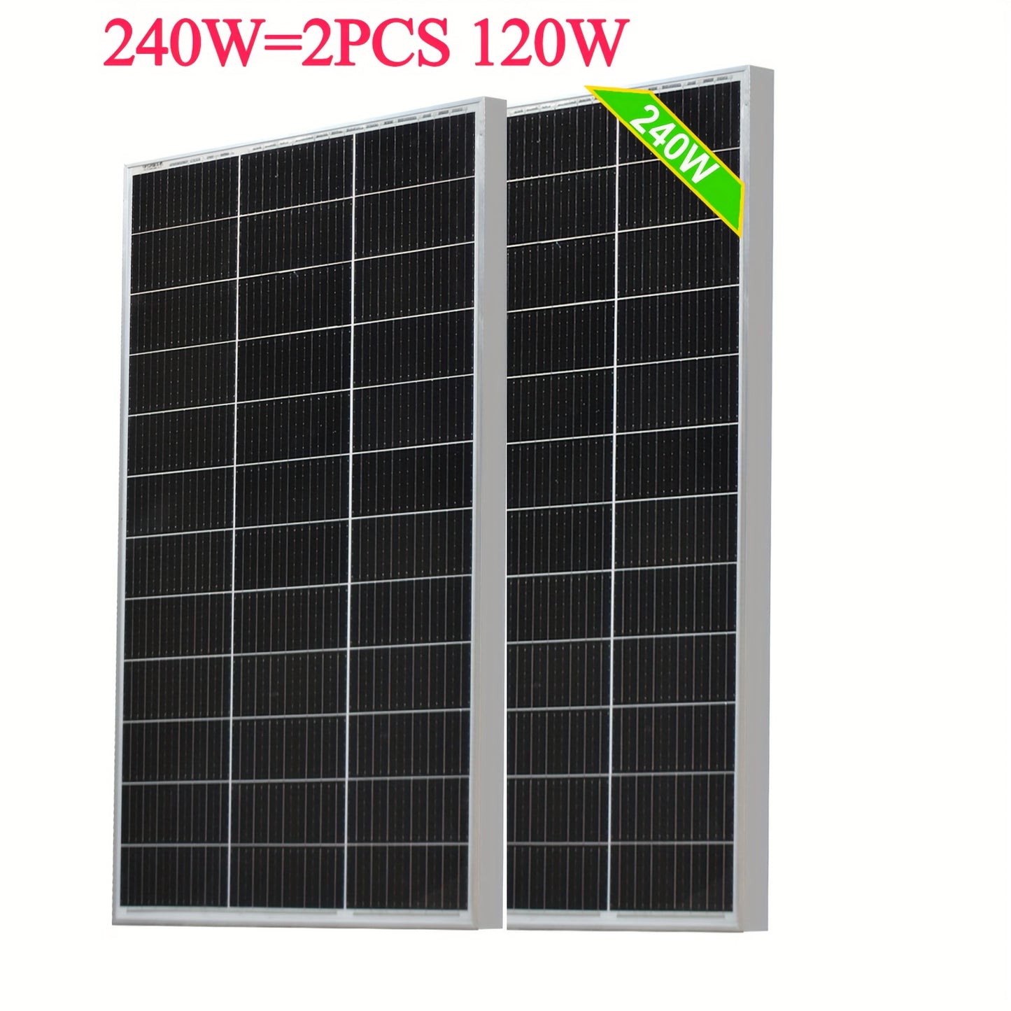 Zonnepaneel 120W – Solar Panel – Monokristallijn Paneel – 12V Batterijlader – Zonnecel Module – 10 Jaar Levensduur – Hoog Rendement 18V – 12BB Cellen