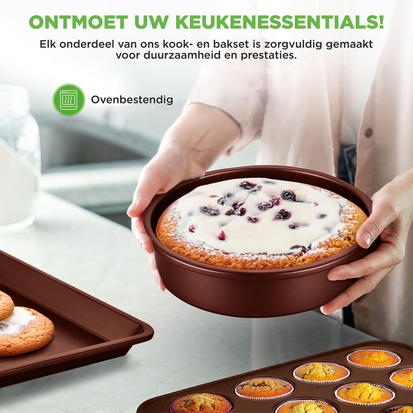 Pannenset – Kookset – Kookpannenset – Koekenpannenset – Bakpannenset – 20-delig – Antiaanbaklaag – Geschikt Voor Alle Warmtebronnen