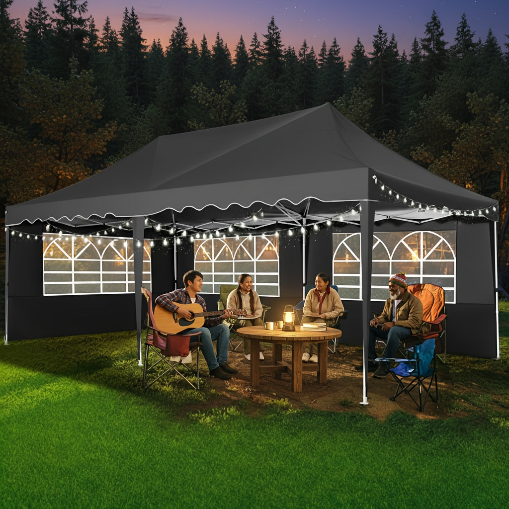 Pop-up Partytent – Vouwtent – Tent – Canopy – Overkapping – Zwart – 3x6 Meter – UV-Bestendig Oxford Polyester – Aluminium Frame Met 6 Afneembare Zijwanden