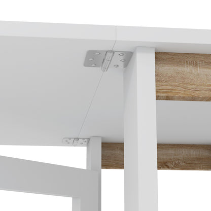 Opvouwbare Eettafel – Klaptafel – Keukentafel – Wieltjes Trolley – Inklapbare Tafel – Moderne Compacte Ontwerp – 120x60x75 cm – Met 2 Uitklapbare Bladen & 3 Planken – Wit