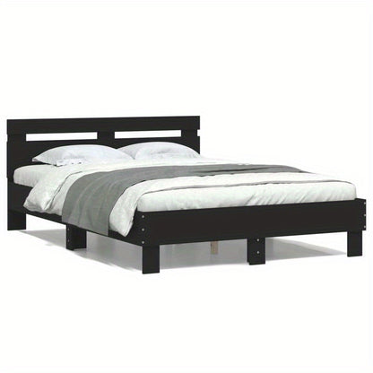 Bed frame con Headboard Nero 120x190cm in Wood Multilayer Removable and durable
