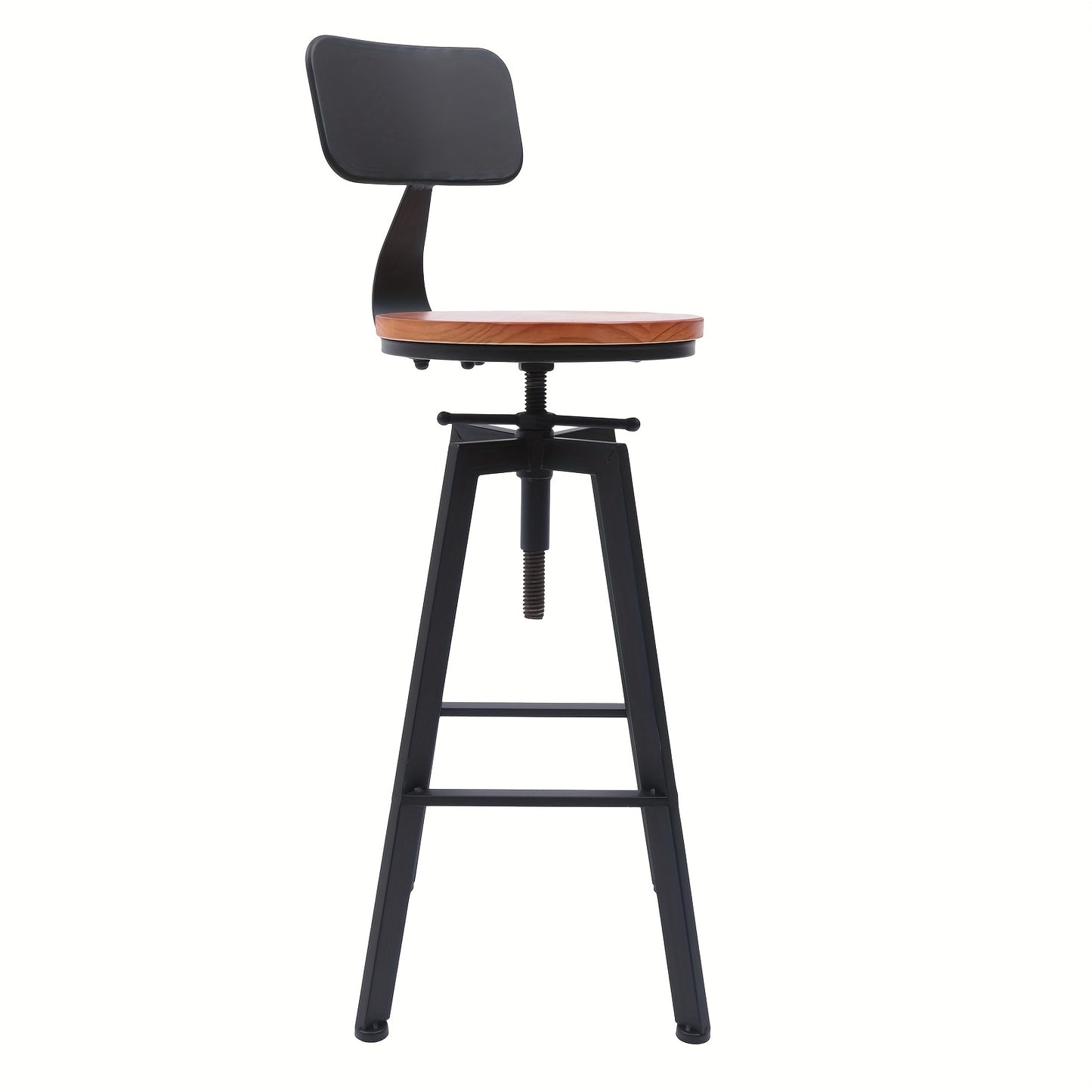 Barstoelen – Barkrukken – Keukenstoelen – Krukken – Barzitjes – Verstelbare Hoogte – 360° Draaibaar – Zwart Hout Metaal – Set Van 2