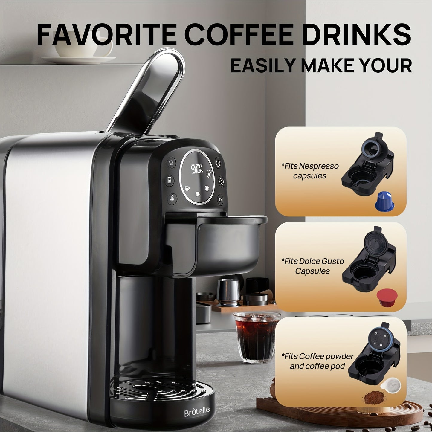 Koffiemachine – Espressoapparaat – Capsulemachine – Nespresso Koffiezetter – Espresso Maker – 1400W Snel Verwarmen – 20 Bar Hoge Druk – Zwart – 700ml Afneembare Watertank