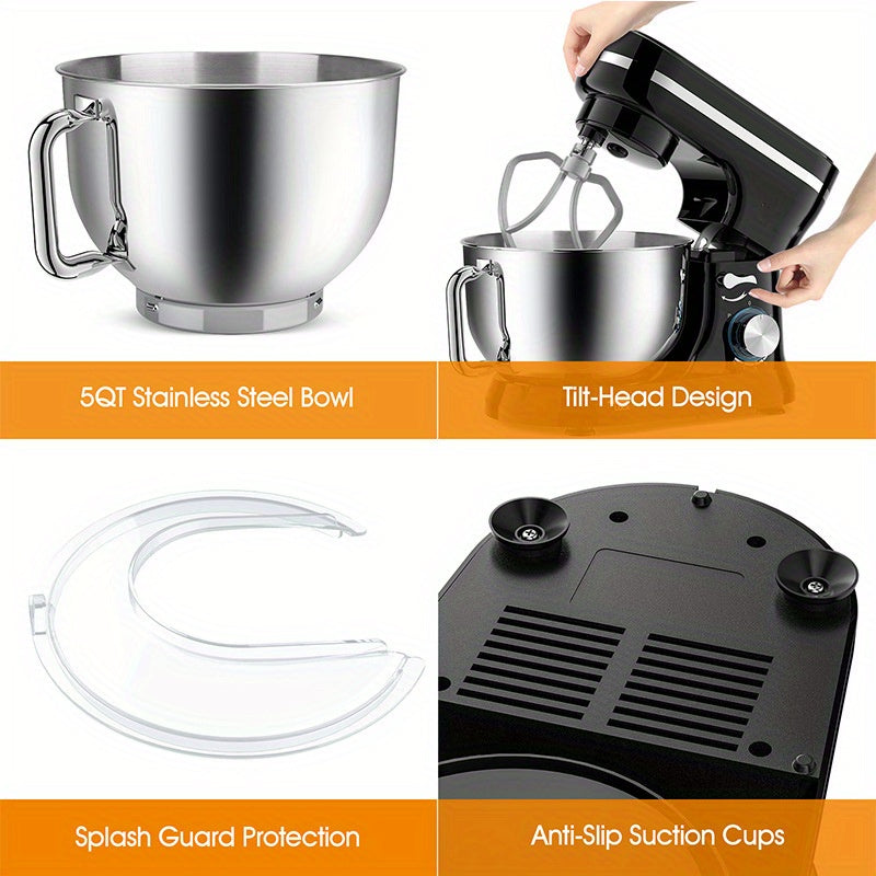 Elektrische Standmixer – Keukenmixer – Deegmixer – Mengmachine – Bakmixer – Zwart – 4,2 Liter Mengkom – 6 Snelheidsstanden Met Kantelbaar Kopstuk En Vergrendeling