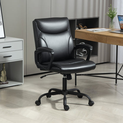 HOMCOM Office Chair, Ergonomic Desk Chair with Adjustable Height, Rocking Function, Swivel Casters, 60 x 68 x 95.5-105 cm, Black