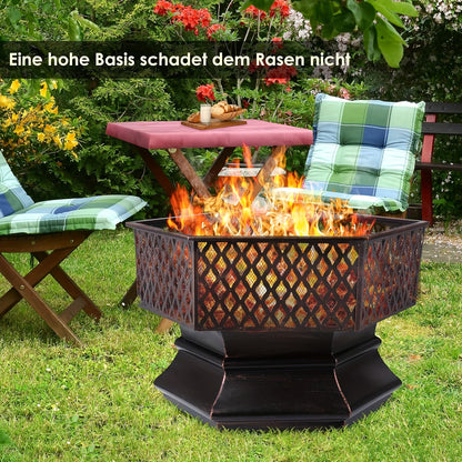Vuurkorf – Vuurschaal – Tuinhaard – Vuurmand – Buitenhaard – Zeshoekig Design – Hittebestendig IJzer Tot 500°C