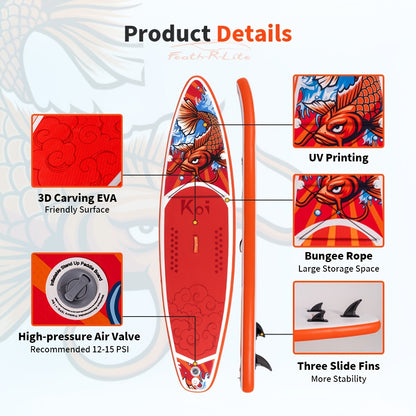 Paddleboard – SUP Board – Stand Up Paddle – Supplank – Waterboard – Carp Leaping Over Clear Waves Variant – Lichtgewicht PVC – Optimale Stabiliteit