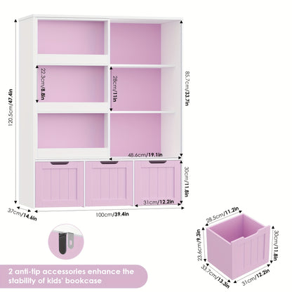 Boekenkast – Boekenrek – Opbergkast – Vakkenkast – Kast met lades – Houten constructie – Wieltjes voor mobiliteit