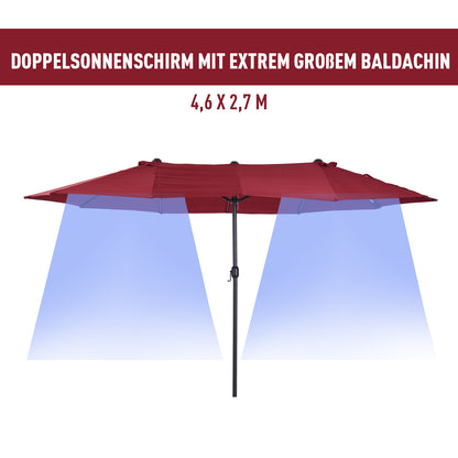 Tuinparasol – Zonnescherm – Terrasparasol – Marktparasol – Dubbele Parasol – Ovale Vorm 270x180 cm – Handmatige Slinger – Waterafstotende Stof Donkergroen