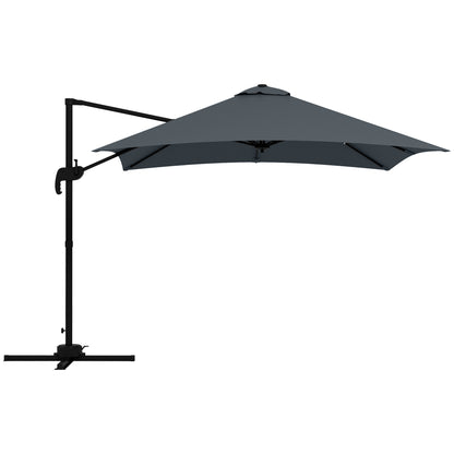 Parasol Vierkant – Zonwering – Tuinparasol – Terrasparasol – Luifel – Kantelbaar – 360° Draaibaar – Aluminium Frame – 3x3 Meter – Donkergrijs