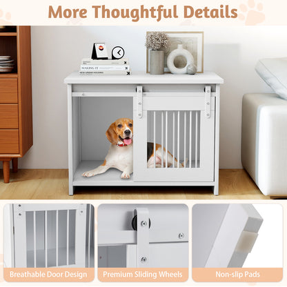 Hondenbench – Hondenkooi – Hondenhok – Hondenmand – Dierkennel – Modern Wit Design – Bijtbestendig Metalen Frame – Geruisloze Schuifdeur