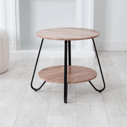 Bijzettafel – Sidetable – Bijzetmeubel – Accenttafel – Bijzettafeltje – Metaal en MDF – Compact 46x46x45 cm – Bruin
