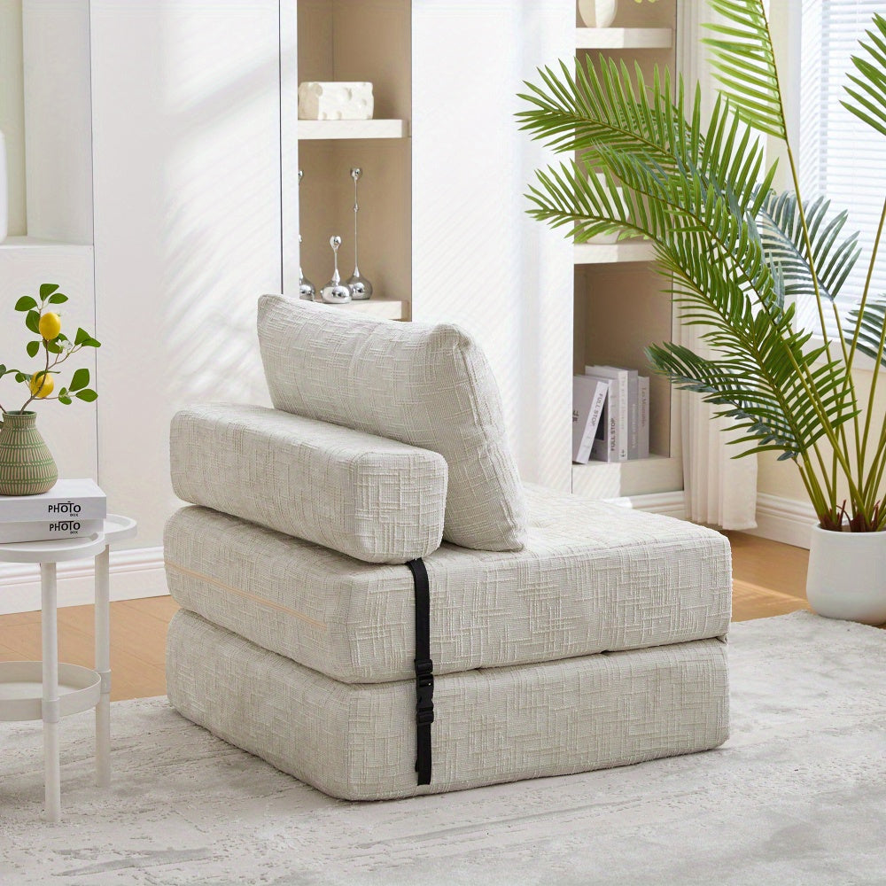 Slaapbank – Sofa – Bedbank – Slaapstoel – Logeerbed – Inklapbaar Ontwerp – Stevig Duurzaam Frame – Beige