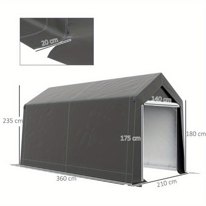 Garage Tent Opslag – Schuur Tent – Motorstalling – Tuinberging – Carport Tent – Waterdicht – UV Bescherming – 2.1x3.6x2.35m – Stevige Stalen Frame