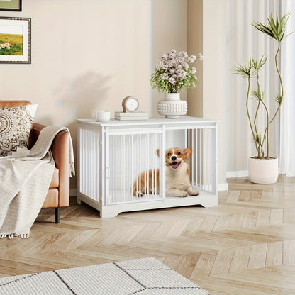 Furniture for Dog Crates, 100Cm Indoor Dog Kennel with Sliding And Double Doors, Contemporary Wooden Design, Appropriate for Small, Medium, And Large Dogs. - QUORE