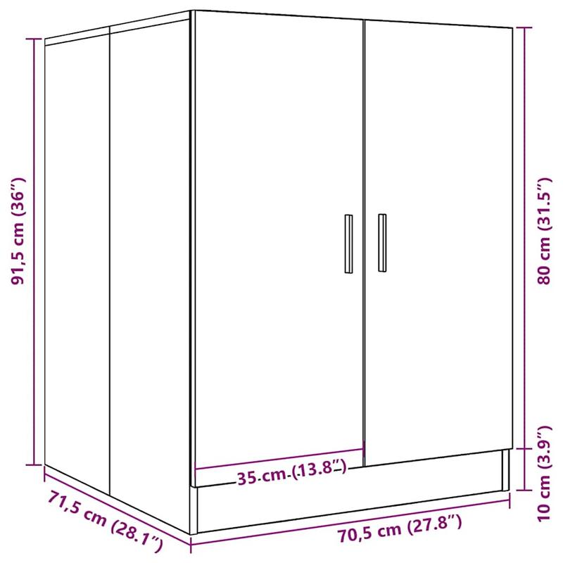 Wasmachinekast – Opbergkast Wasmachine – Badkamerkast – Wasmachine Meubel – Wasruimte Kast – Gray Sonoma – Hoogwaardig MDF – Afmetingen 71x71,5x91,5 cm