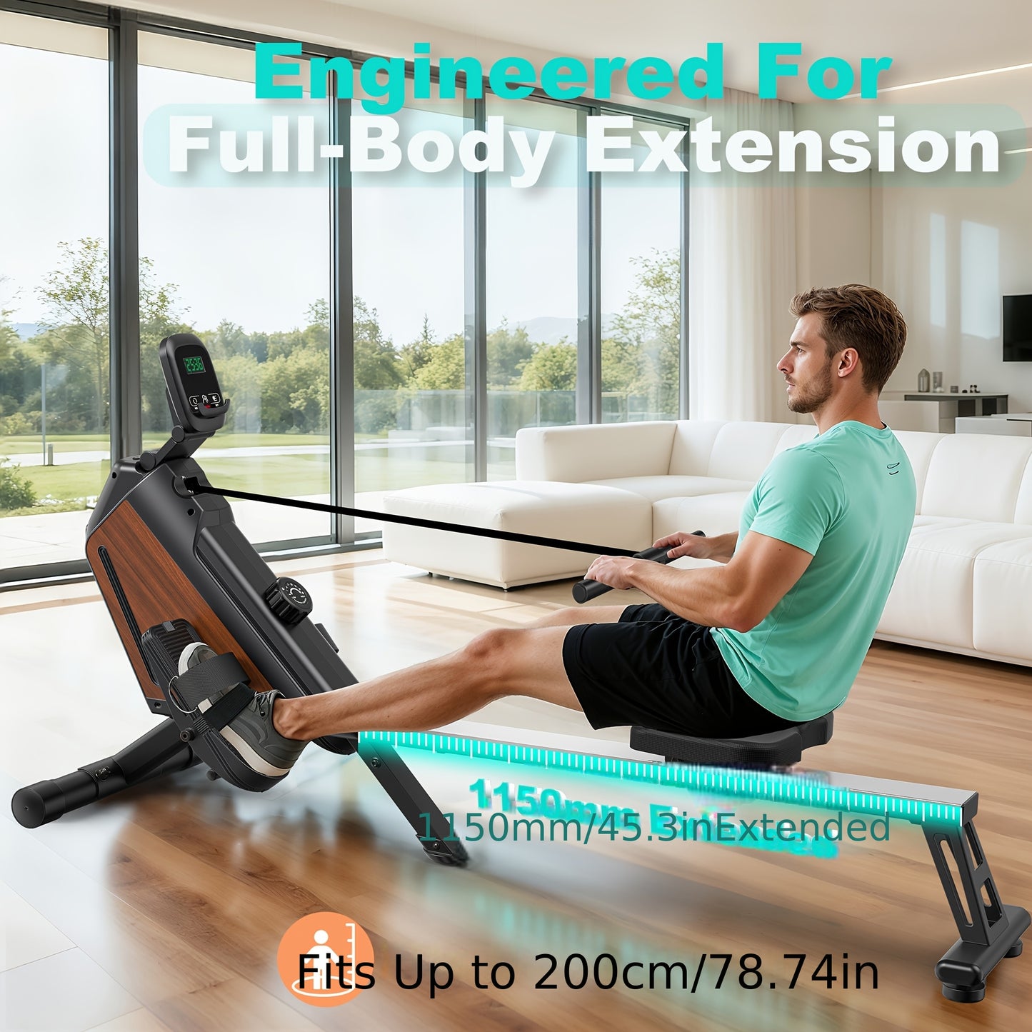 Roeitrainer – Roeimachine – Roeiapparaat – Roeimachine Thuis – Rowing Machine – Magnetische Weerstand 16 Niveaus – Inclusief Draadloze Bediening – Inklapbaar Roestvrij Staal – Max 160 kg – Zwart