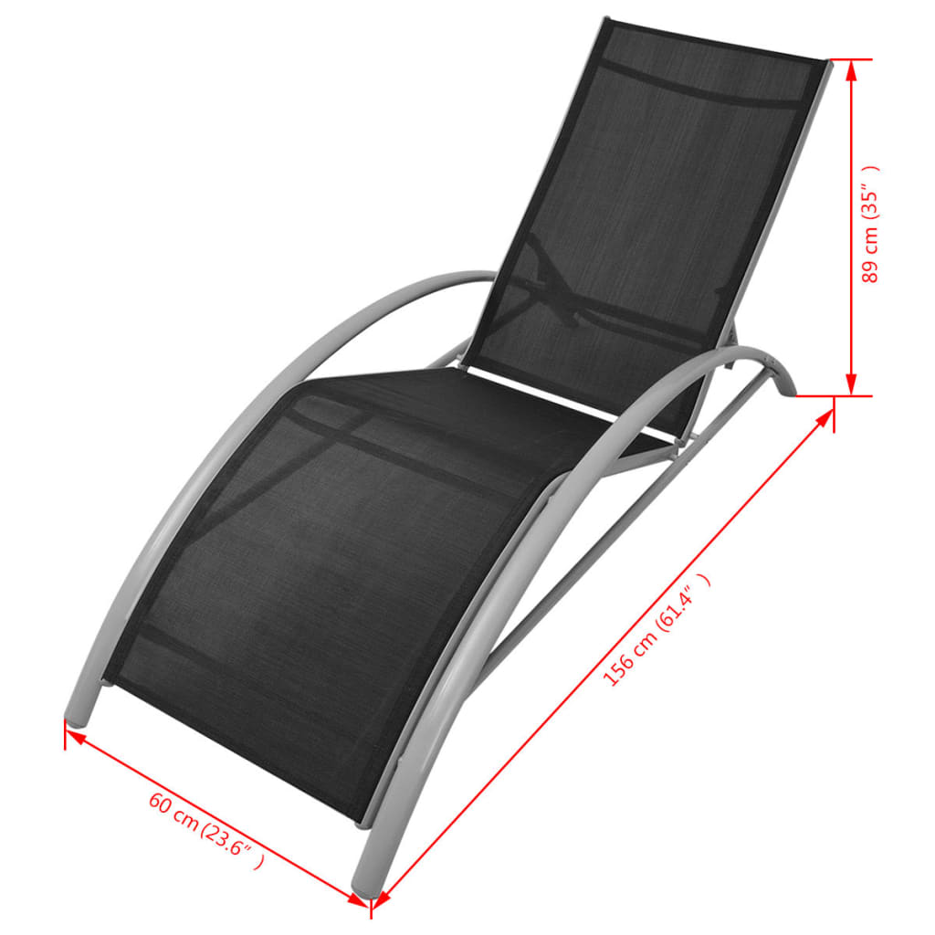 Loungeset – Tuinset – Ligstoel – Loungestoelen – Aluminium Frame – 5 Verstelbare Rugleuningen – Inclusief Parasol