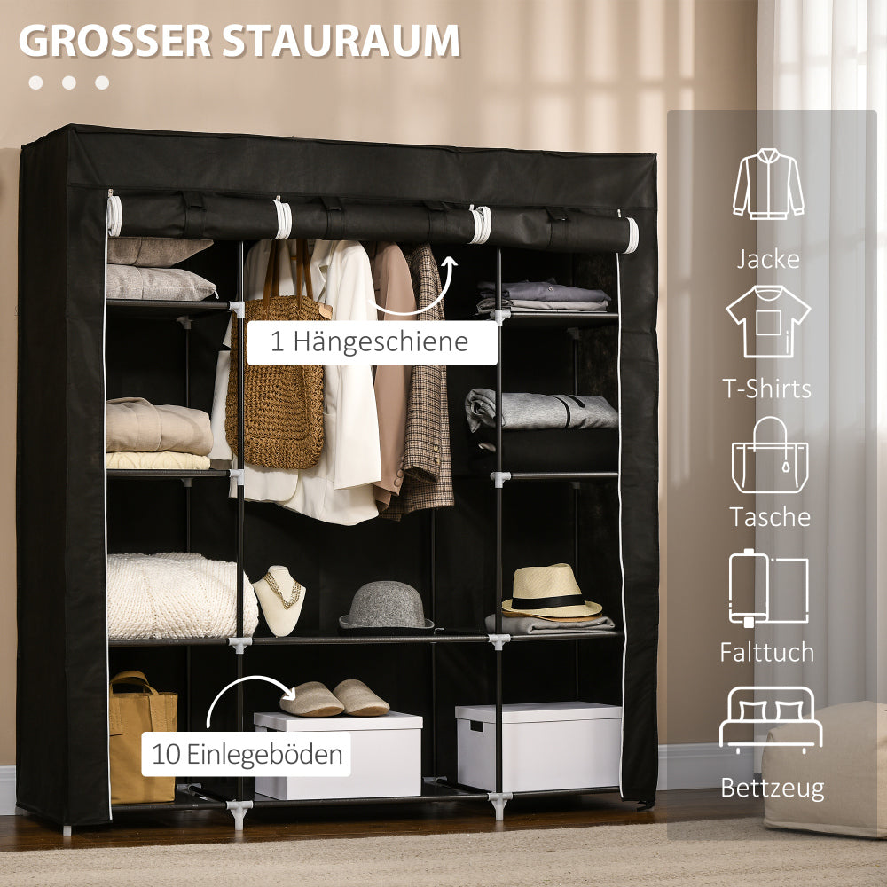Kledingkast – Garderobekast – Stoffen Kast – Kleerkast – Opbergkast – Stevig Non-Woven Materiaal – Met Ritsdeuren en 10 Vakjes