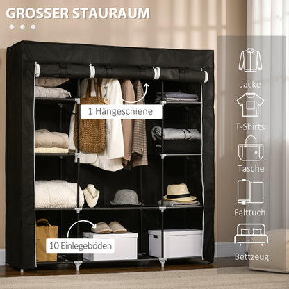 Kledingkast – Garderobekast – Stoffen Kast – Kleerkast – Opbergkast – Stevig Non-Woven Materiaal – Met Ritsdeuren en 10 Vakjes