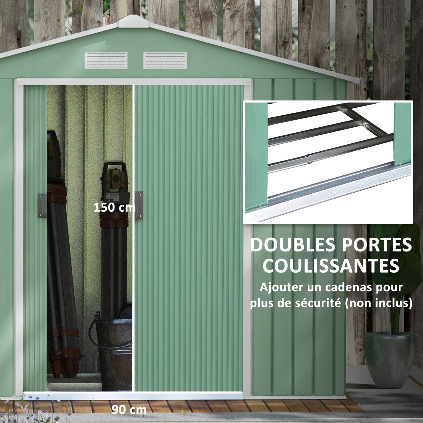 Tuinhuisje – Tuinschuur – Berging – Opbergkast – Tuinkast – Stalen Constructie – Ruime 2,5 m² Opbergruimte – Vergrendelbare Dubbele Deuren – Ventilatie