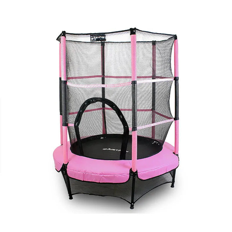 Binnen Trampoline – Mini Trampoline – Fitness Trampoline – Kind Trampoline – Speelgoed Trampoline – Ø 140 cm – Veiligheidsnet & Roze