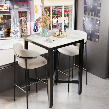 Eettafel – Tafel – Bartafel – Keukentafel – Bistrotafel – Krasbestendig Glanzend Blad – Stevig Metalen Kruisvoet