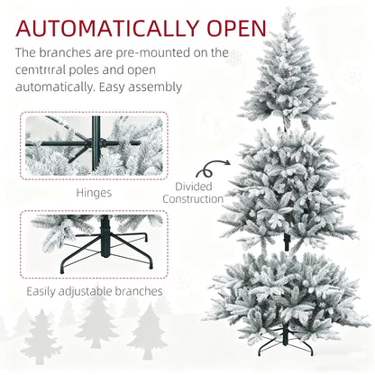 Artificial Christmas Tree Measuring 2.1 Meters, Perfect for Festive Centerpieces, Featuring a Large Snowflake Design, a White Articulated Spruce, And Easy-To-Assemble Decorations.