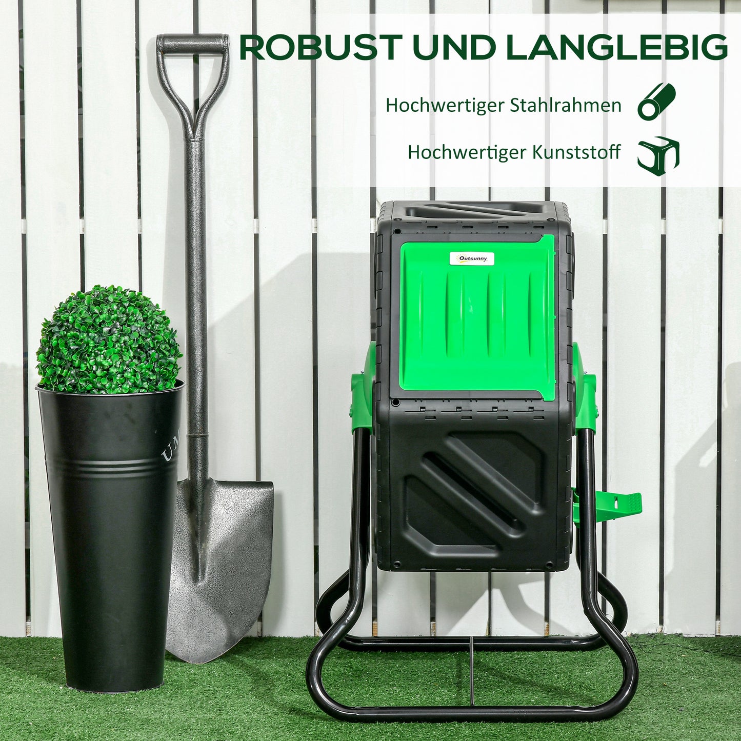 Compostbak – Compostton – Gft-container – Compostvat – Compostcontainer – 65 Liter Inhoud – Draaibaar Ontwerp Met 24 Ventilatiegaten